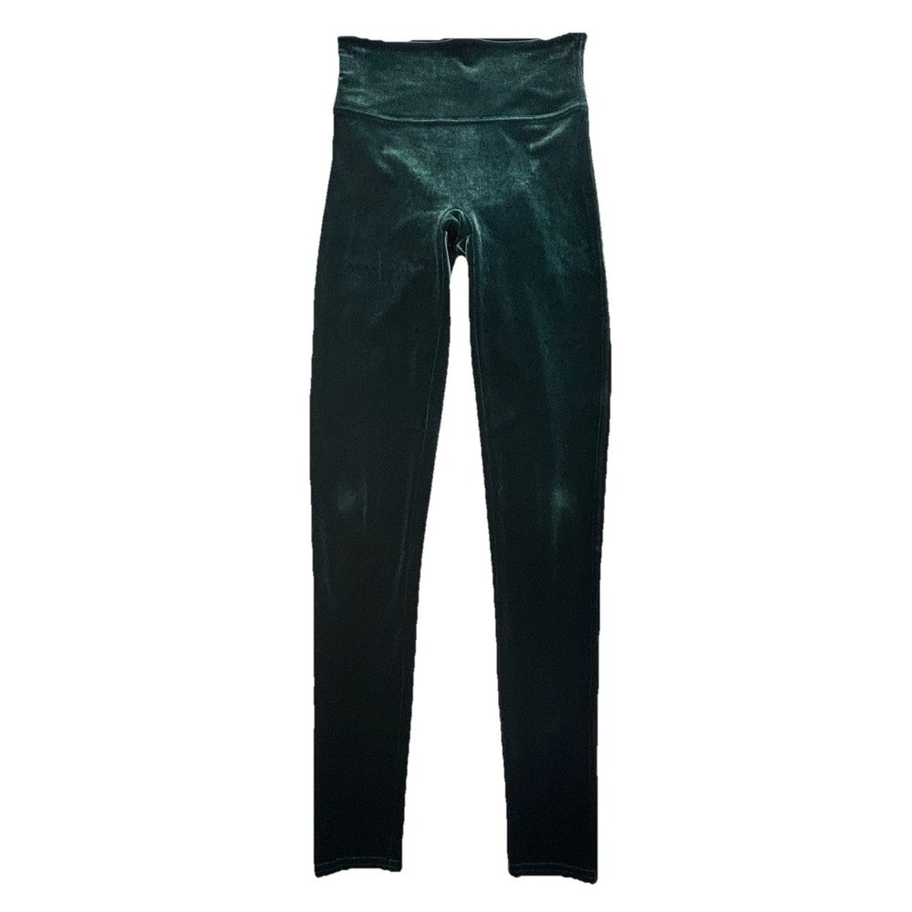 SPANX Velvet Leggings Green High Rise Stretch Pants Women S Petite